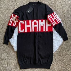 Fashion Nova Sweater Dress Champ New Heavy Long Sleeve Womens Size 1X Black‎ Red